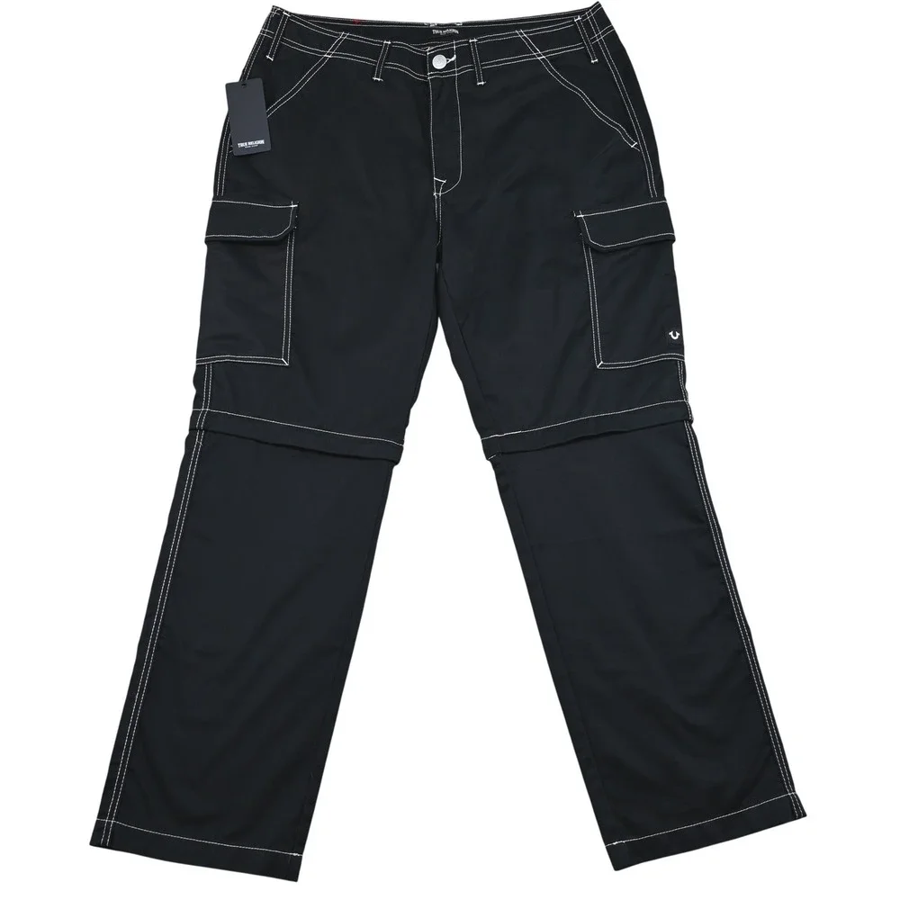 NWT True Religion 36 Black Convertible Cargo Pants Edgy Alternative Streetwear